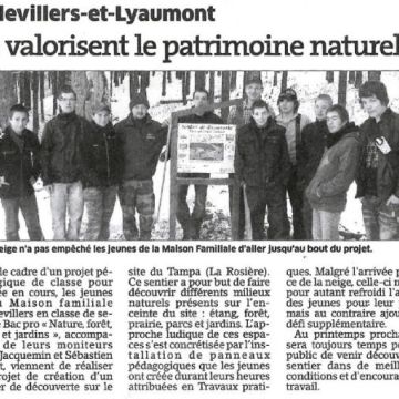 EST REPUBLICAIN - 23 12 2010 - Les Seconde Bac Pro GMNF et GCCF valorisent le Patrimoine Naturel